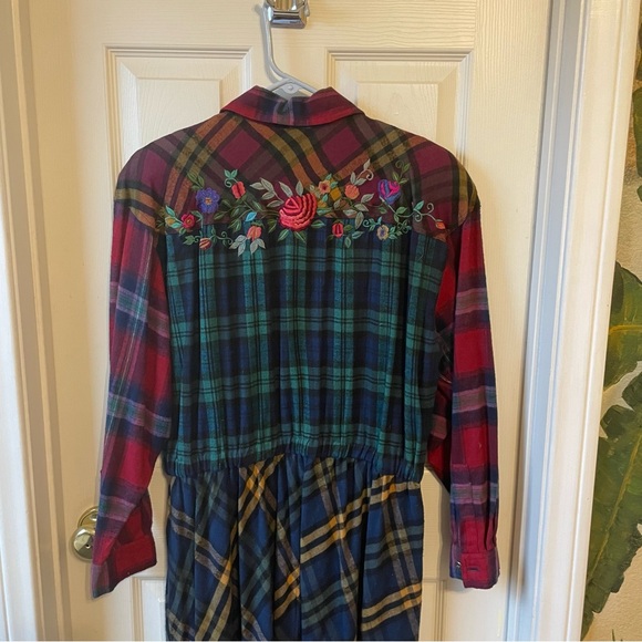 Vintage 90s Mixed Print Plaid Dress - Picture 5 of 6